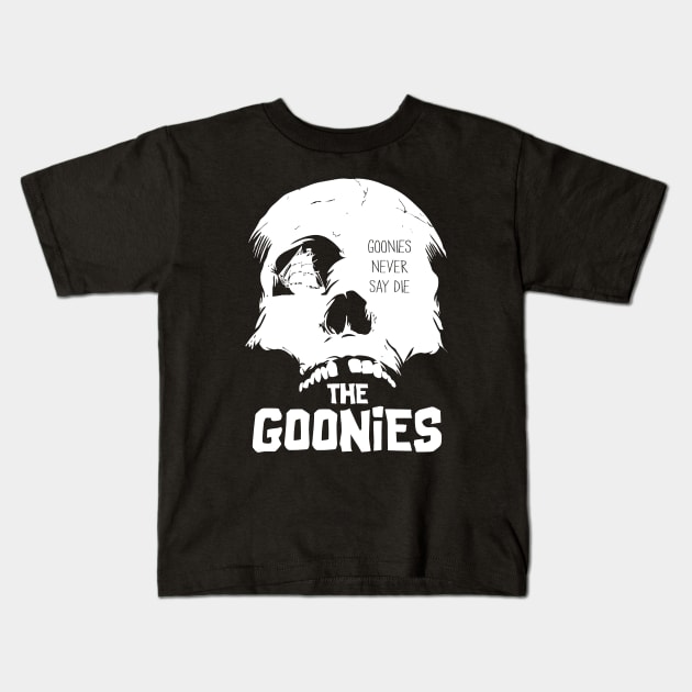 Goonies never say die! skull Kids T-Shirt by Buff Geeks Art